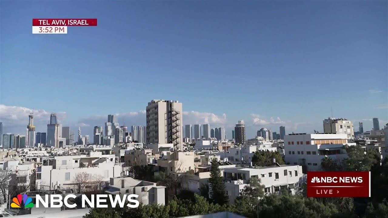 Air raid sirens sound across Tel Aviv on live TV