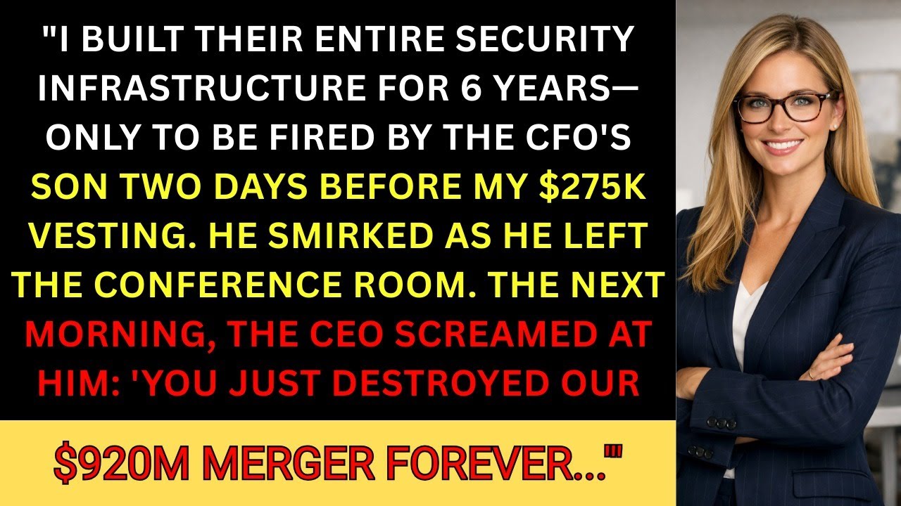 CFO's Son Fired Me Before $275K Vesting—$920M Merger Died, I Had Master Keys