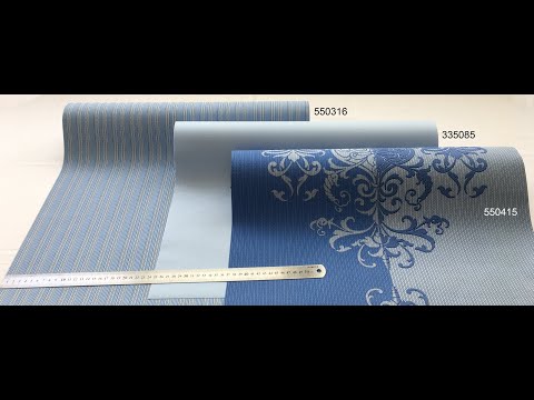 Сині та блакитні німецькі шпалери 550316, тиснені в рубчик, тонку смужку, які миються вінілові та флізелінові, видео 1