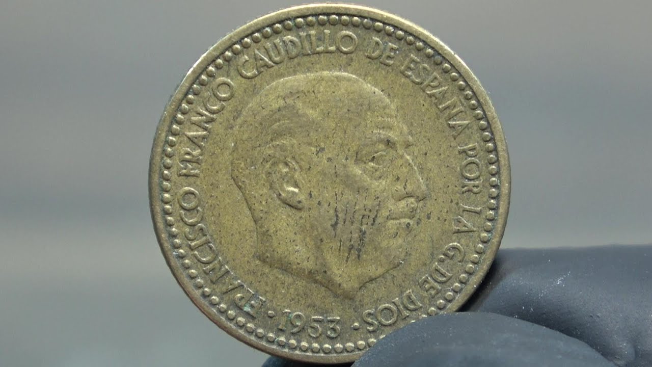スペイン1ペセタコイン磨いてみた Spain 1peseta 1953 - YouTube