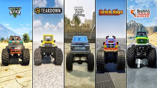 MONSTER TRUCK IN GTA 5 VS TEARDOWN VS GTA SA VS BRICK RIGS VS BEAMNG - WHICH IS BEST?