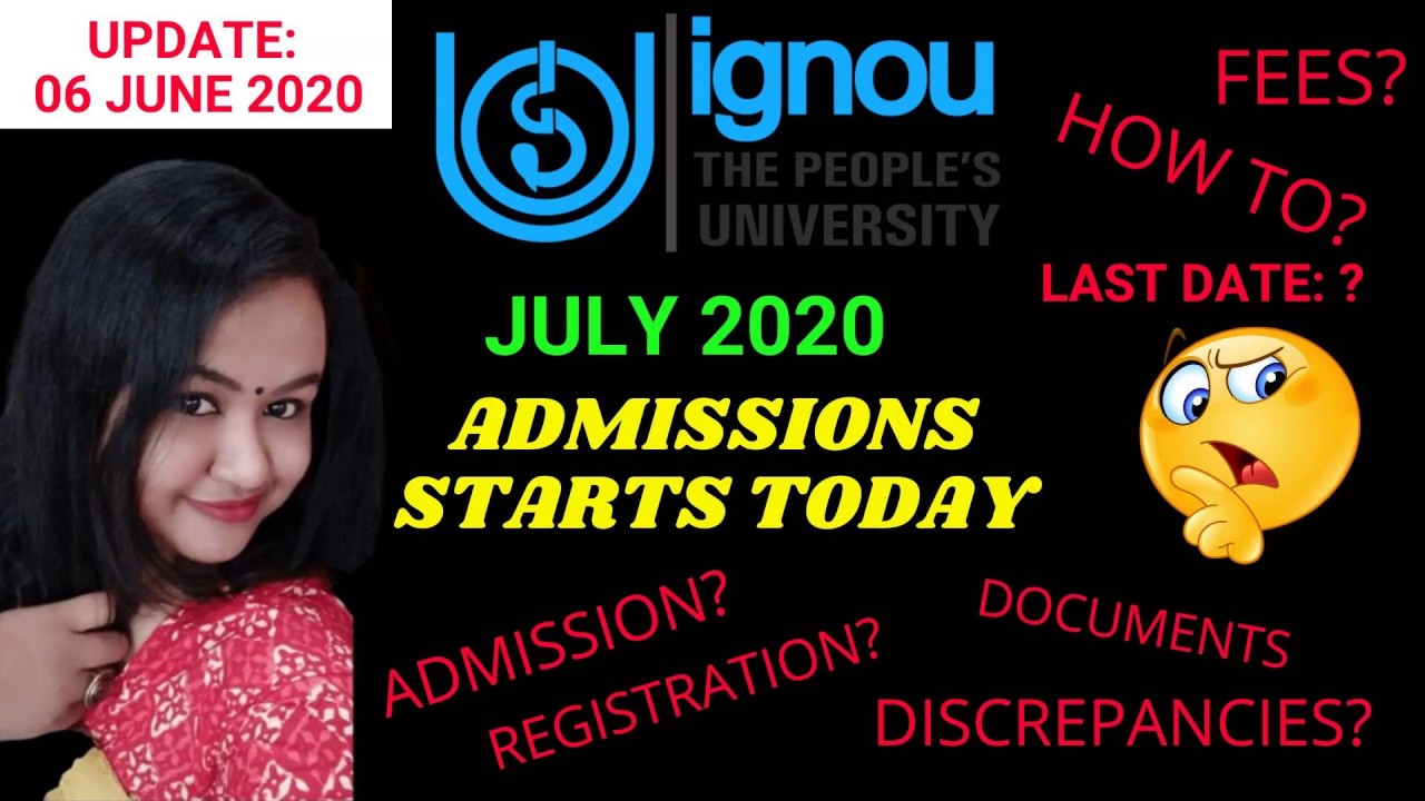 IGNOU Admission 2020 July Latest Announcement Online Demo Tutorial YouTube
