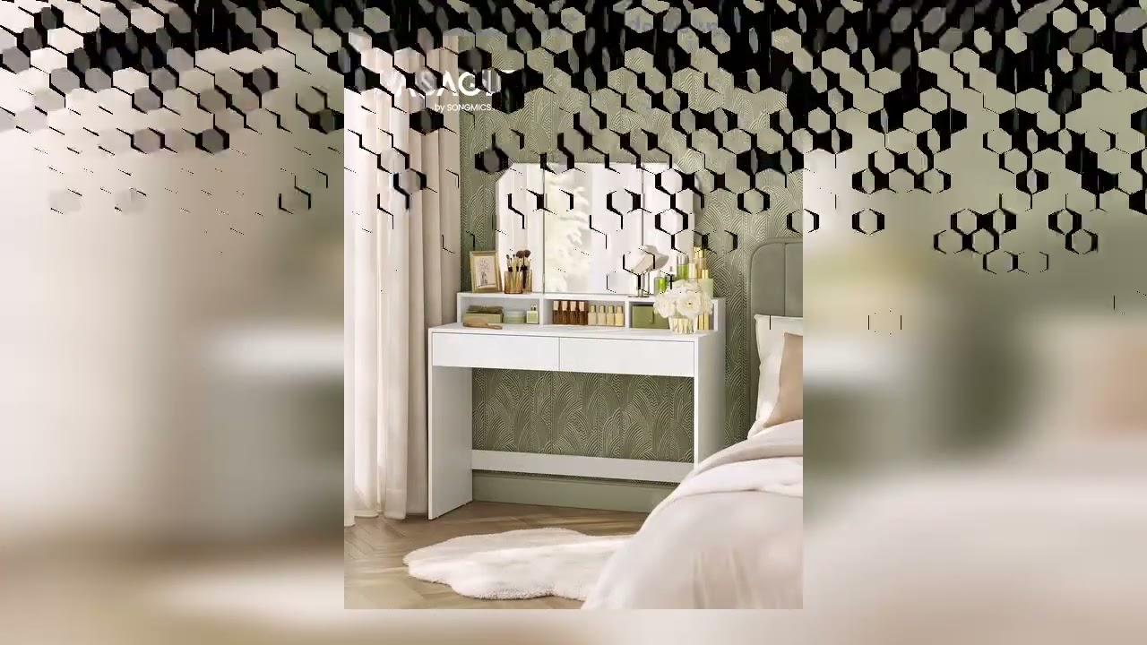 A must-have product! VASAGLE Dressing Table with Large Rectangular Mirror, Vanity Table with 2 Dra