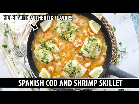 Spanish cod and shrimp skillet, from the video
