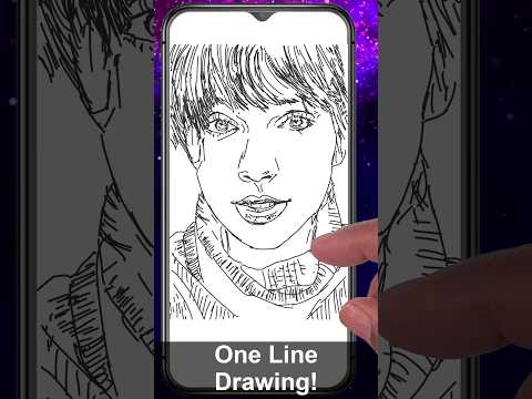 One line drawing, Taylor Swift with Paintology app #shorts #shortsvideo #drawing #digital #easyart