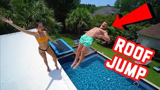 INSANE ROOF JUMP INTO POOL!