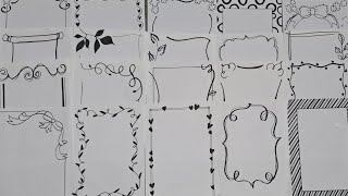 beautiful easy border design for project work // black colour outline designs for project work