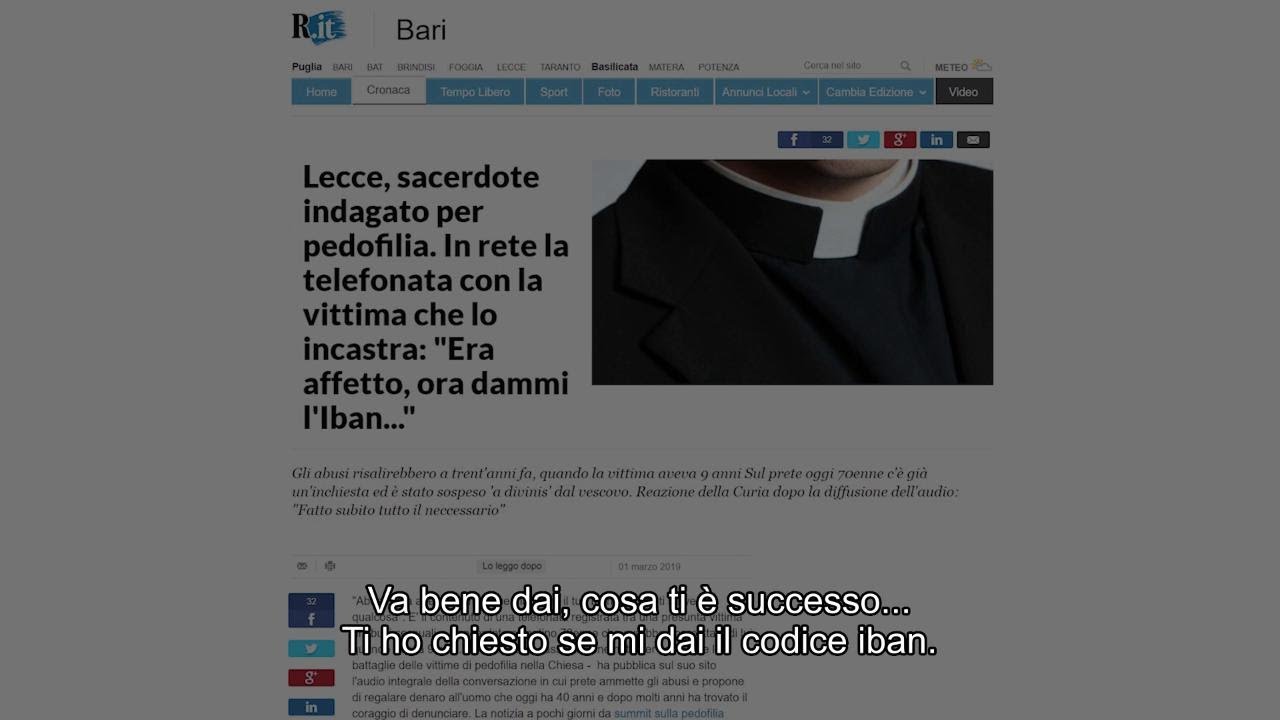Pedofilia, telefonata della vittima incastra sacerdote: 