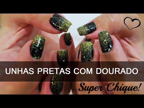 Unhas Pretas com Dourado | Taísa Seeling