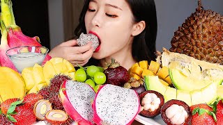 MUKBANG * 10 KINDS OF JUICY FRUIT & TROPICAL FRUIT * DURIAN, DRAGON FRUIT, MANGO, MELON, GRAPE ASMR