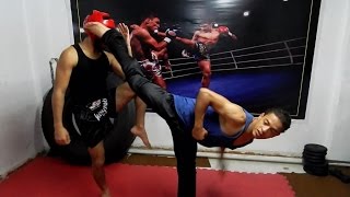 تعلم الركلة الخلفية الدائرية الخادعة ـ المقاتل المتكامل Back spining kick mma tutorial