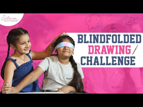 Aadya And Sitara Blindfolded Drawing Challenge | Funny Drawing Challenge | Aadya & Sitara