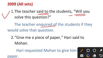 2009 (All sets) Direct and Indirect Speech from English excellent grammar guide class 10th solved