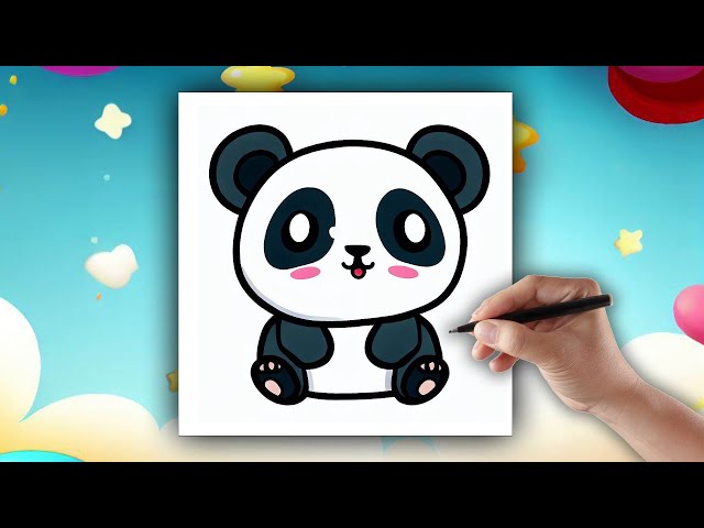 DRAWING A PANDA kawaii - dibujos kawaii - how to draw a cute panda 