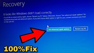 how to fix recovery it looks like windows didn't load correctly on windows 10 | blue screen error
