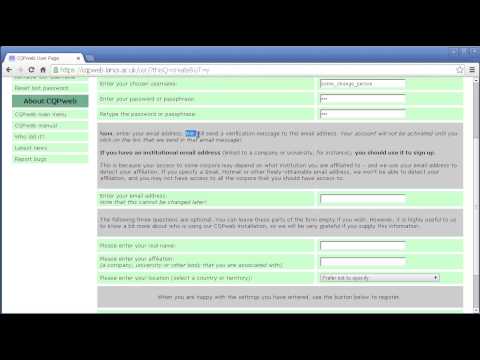 CQPweb tutorial: creating an account