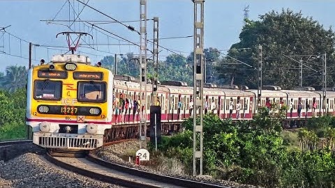 Aerodynamic Modern ICF Medha EMU & Old EMU Trains Speeding in Huge Curve & Skip Furiously | ER
