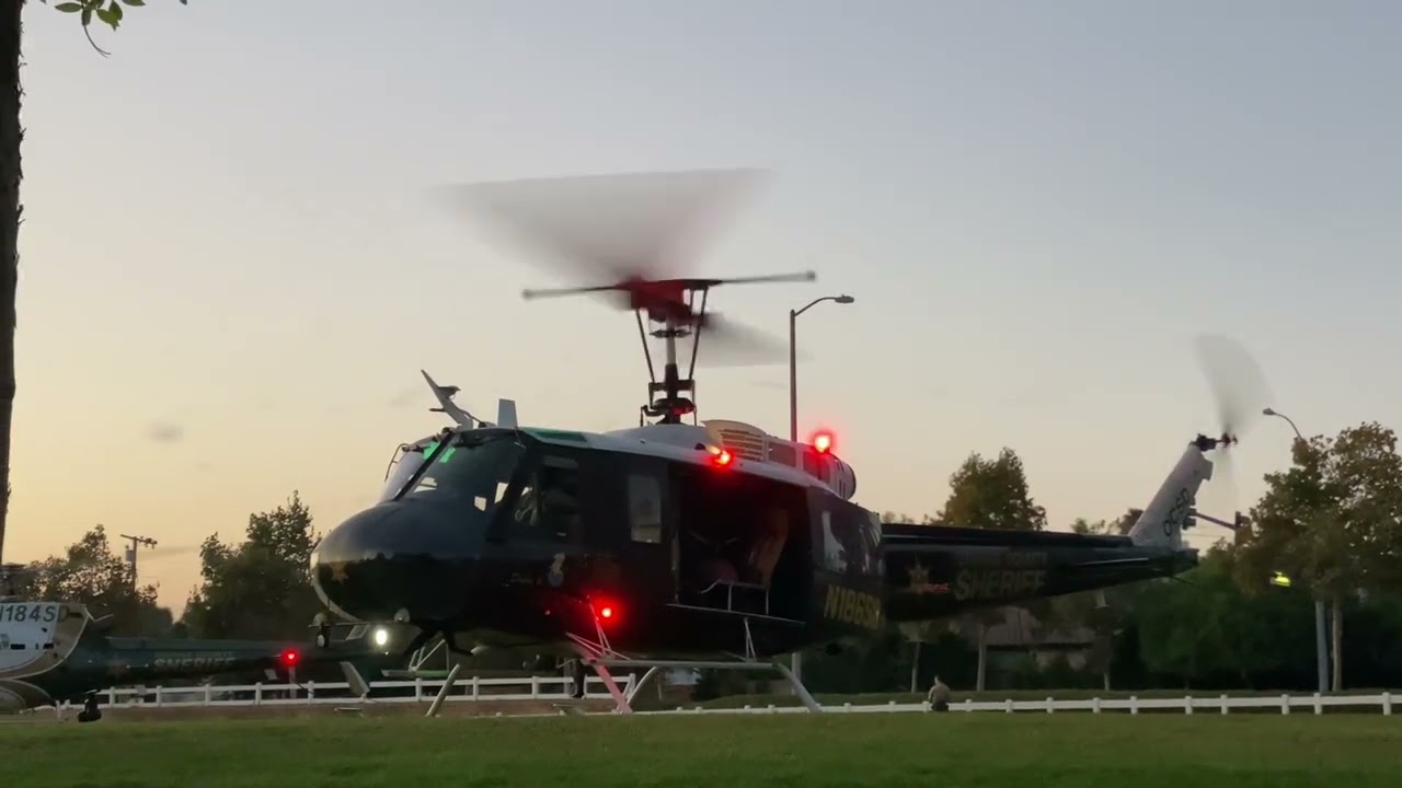 Orange County Sheriff Department Huey (Duke #6) taking off.
