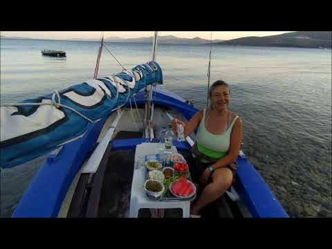 Uzo table on a boat