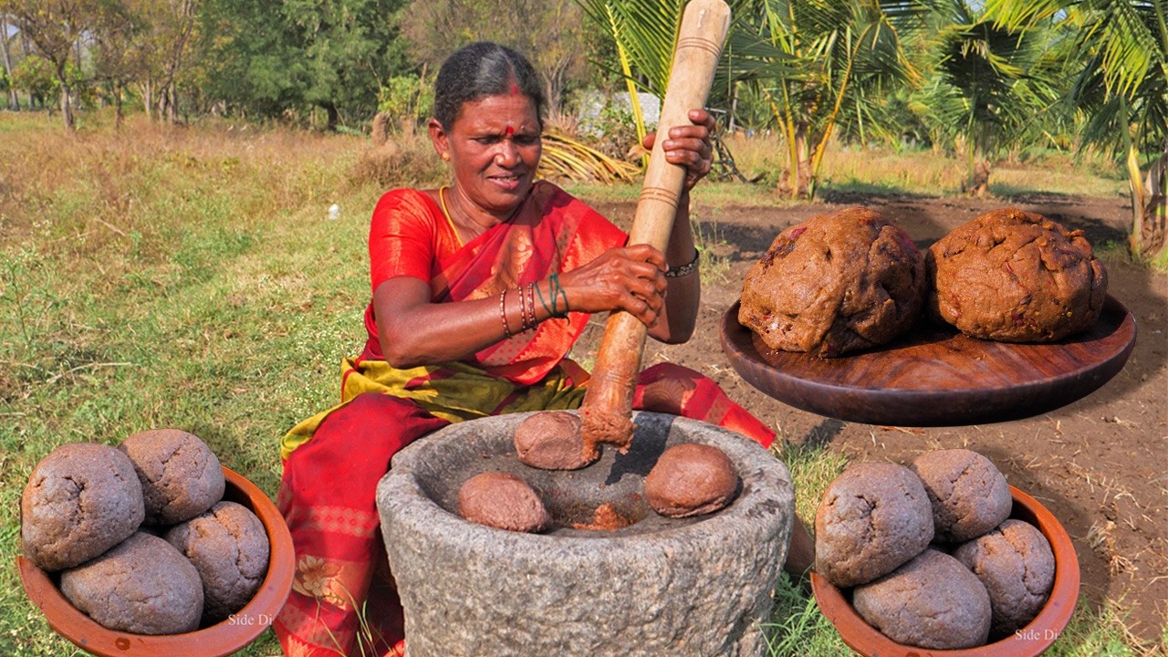 Ragi idi Kali Recipe | Traditional Village Food | Ragi Mudde | Side Dish Recipes