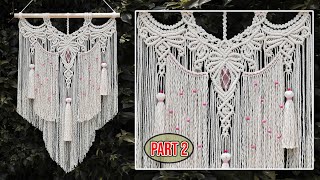 DIY Large Macrame Wall Hanging with Crystal 💎 Design & Tutorial by LIT decor (Part 2)