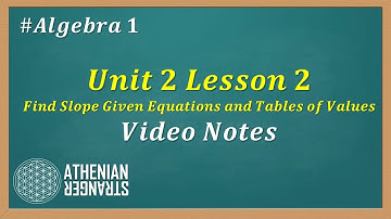 Unit 2 Lesson 2 Video Notes (Algebra 1)