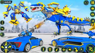 NEW Blue Dino Robot Transform War Jet Bike Car Super Dinosaur Transformation - Android Gameplay screenshot 1