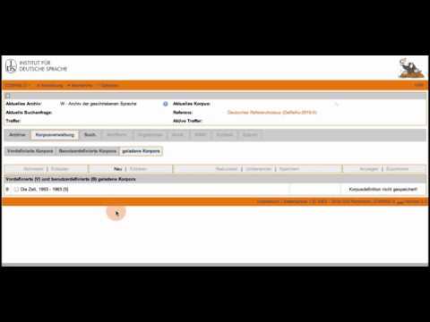 COSMAS II Screencast – Auswahl Teilkorpora und Kookkurrenzanalyse