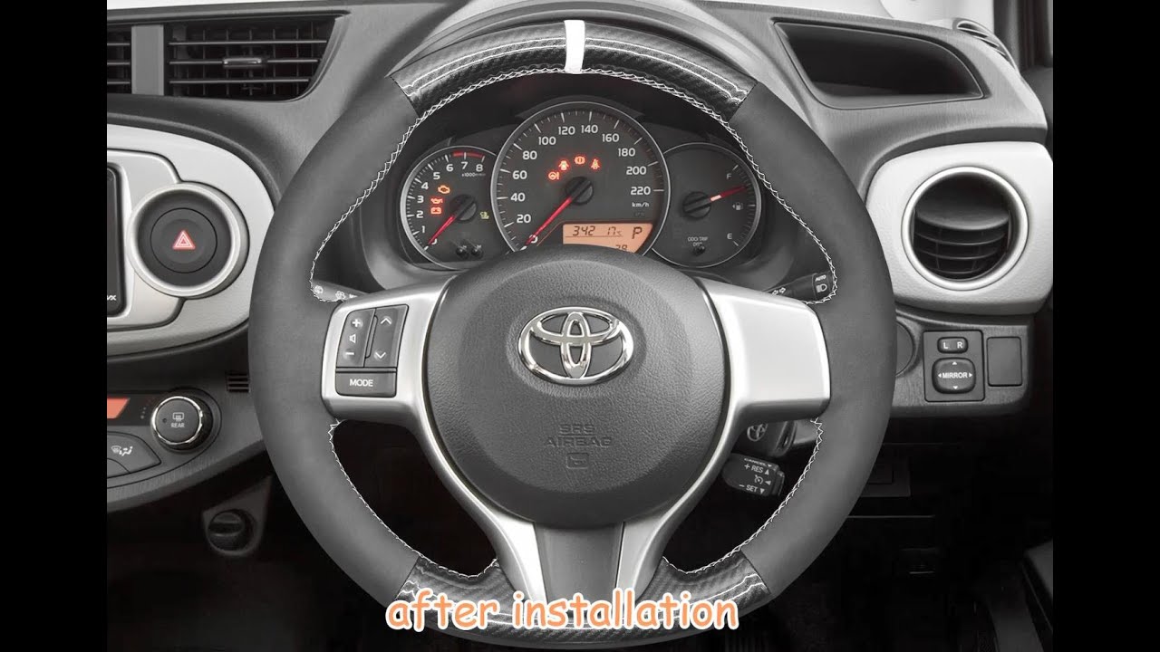 MEWANT Hand Stitch Car Steering Wheel Cover for Toyota Yaris Vitz