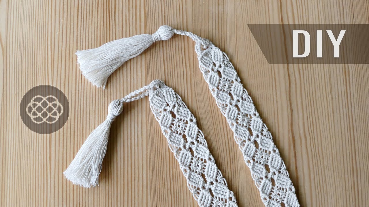 DIY MACRAME BOOKMARK 🔖 FLOWER PATTERN TUTORIAL - YouTube