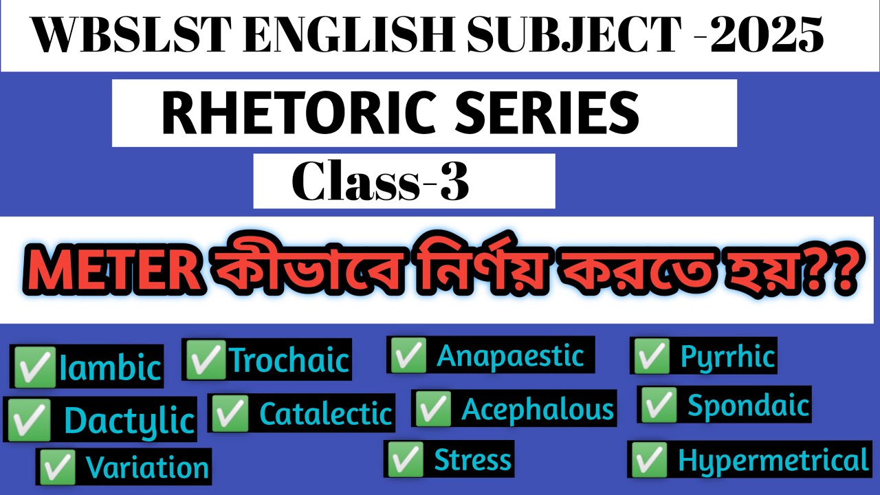 Rhetoric Series/Class-3/ METER কীভাবে নির্ণয় করতে হয়?? /Prosody/ সহজে meter বার করা শিখে নিন!!!