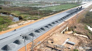 Amazing Showing  Skills Driver Big Dump Truck And LIUGONG Motor Grader Spreading Gravel Making Road