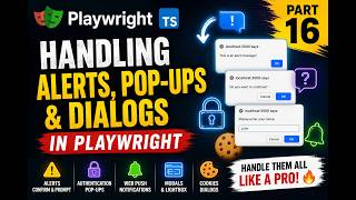 34. Handling Alerts, Pop-ups & Dialogs, Popups, Web Push Notifications | Playwright TypeScript 2026