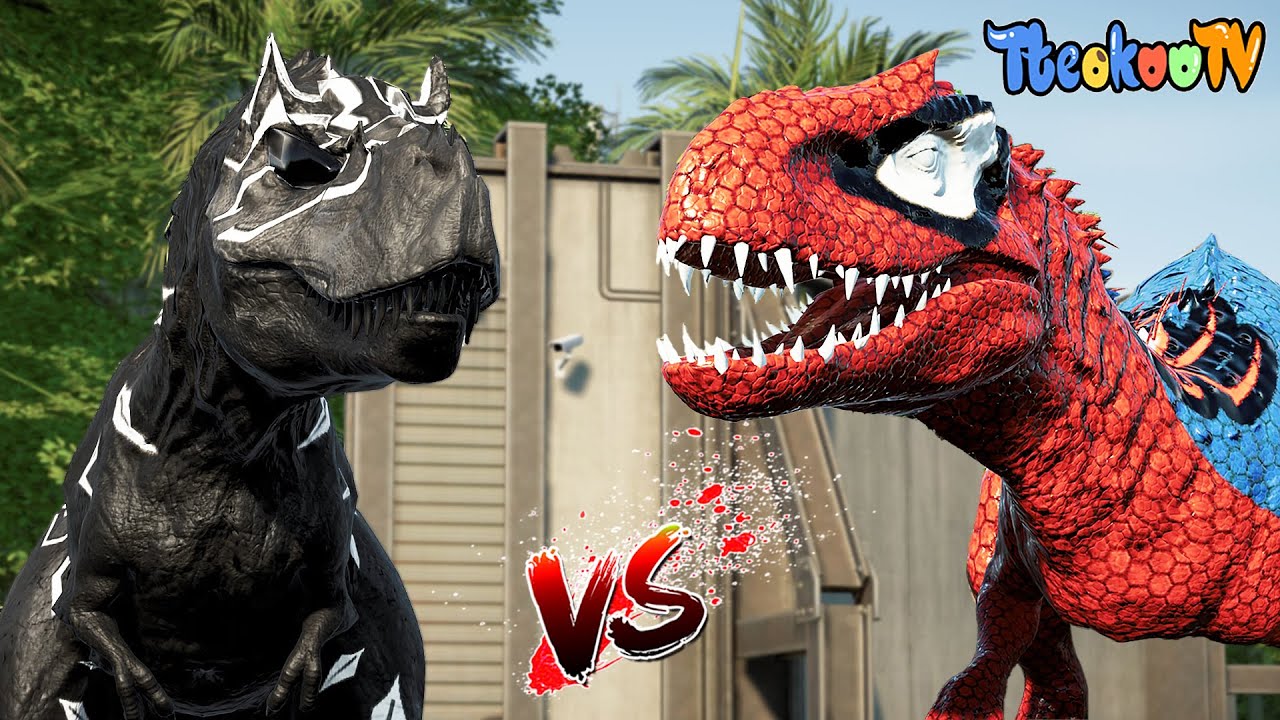 (Jurassic World Evolution🌍)Black Panther T-Rex VS SpiderMan Indominus Rex Dinosaurs Fight