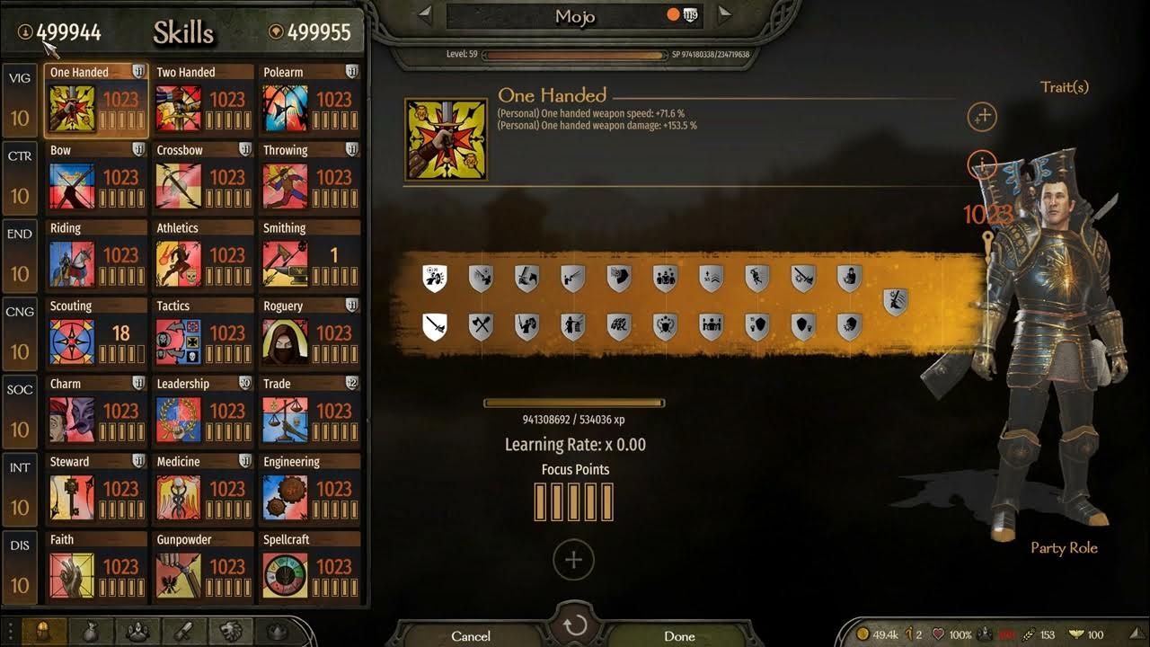 How to get more attribute points Bannerlord (Hacks Cheats Mods Guide