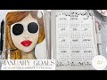 January Goals in Planner Perfect A5 Quarterly Planner Bullet Journal Plus Lauren Phelps Designs Haul