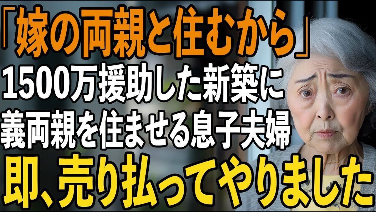 新築費用を1500万円も援助したのに「義両親と住むから」と私を追い出す息子夫婦→その後、息子夫婦は深く後悔することに【シニアライフ】【60代以上の方へ】