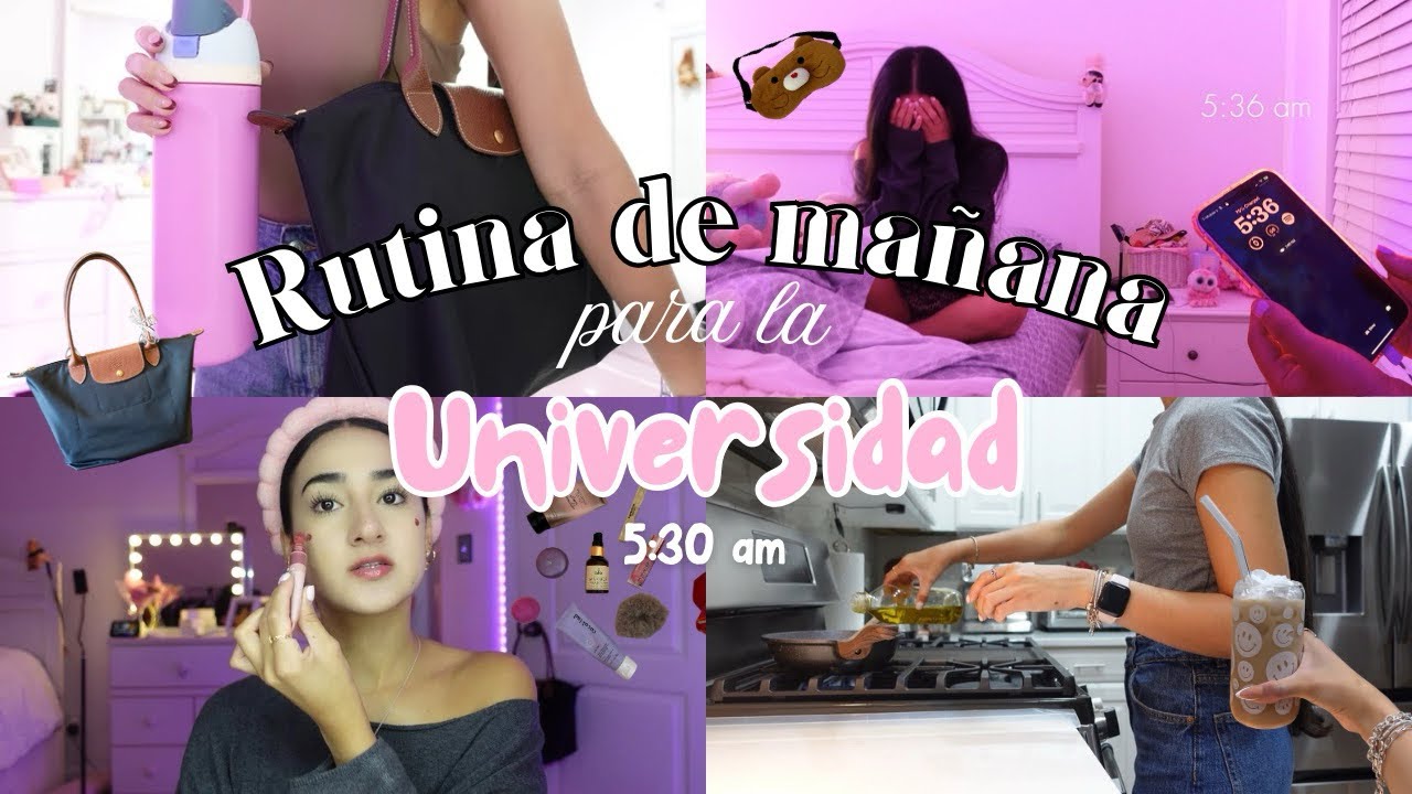 Rutina de Mañana para la Uni 🎀🤍 5:30 am (GRWM, outfit, desayuno, skincare, cabello, todo)
