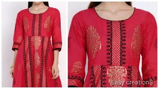 Reuse old silk saree for heavy anarkali kurti,cotton silk flared kurti designs,refashion old clothes screenshot 5