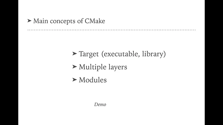 Learn CMake by real example (tutorial 1, main concepts of CMake, target, modules)