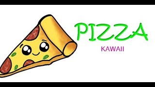 Kawaii PIZZA selber malen. Wie zeichnet man kawaii (Ausmalbilder)