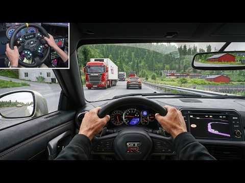 🚘 ETS2 - Driving fast through Nordic Horizon | Nissan GTR 2017 | Steering Wheel Gameplay