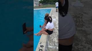 Sofia enjoy in the swimming  pool