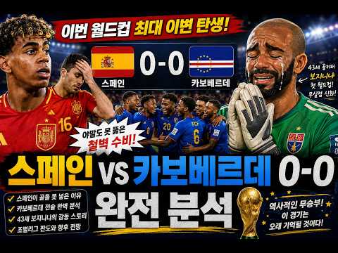이번 월드컵 최대 이변 탄생! 스페인 vs 카보베르데 0-0 완전 분석 #카보베르데 #스페인축구 #월드컵 #북중미월드컵 #월드컵2026 #라민야말 #보지니냐 #해외축구 #유럽축구