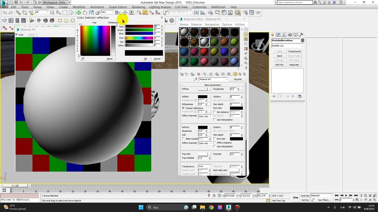 Ders107 3dsMax Vray - Masa - Portakal ve Kase - Fincan - Mum - Cam Malzemelerini Hazırlamak