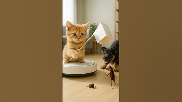 Magic！！🐕+🐱 vs🪳Who Wins? Milk cartons transformed into fishing nets !#tabbycat  #cockroach  #shorts