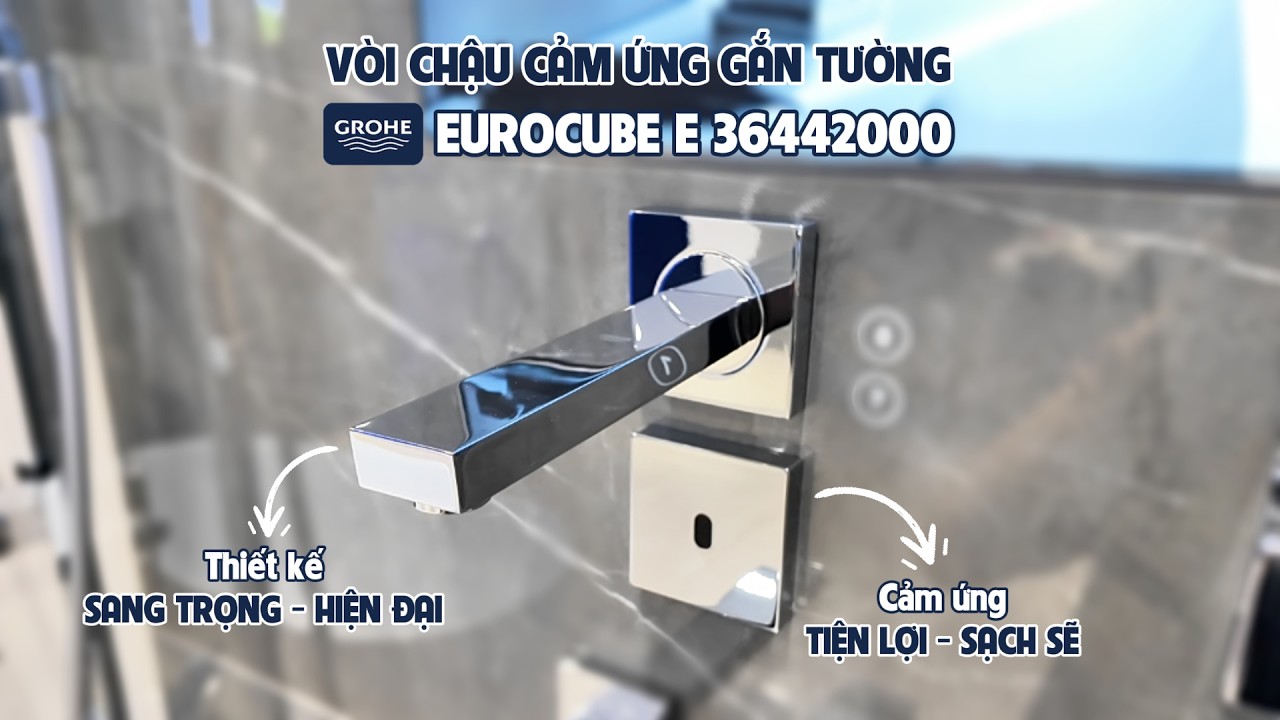 Vòi chậu cảm ứng gắn tường dùng pin Eurocube E GROHE 36442000