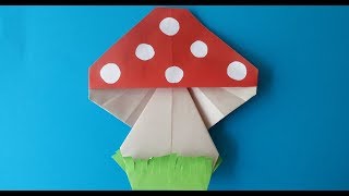 Как сделать гриб оригами из цветной бумаги своими руками. Origami mushroom.摺紙蘑菇. 折り紙きのこ.