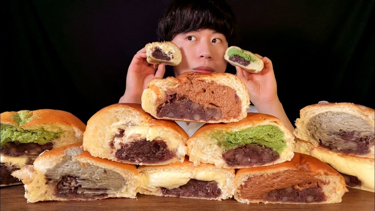 SUB)팥고당 크림팥빵 먹방 ASMR 크림 반! 팥 반! 담백함 그 자체😋 Cream red bean bread MUKBANG