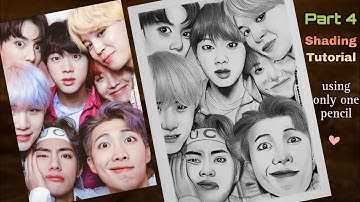 BTS Group Drawing Tutorial - Part 4 (Shading) | How to draw BTS members | YouCanDraw